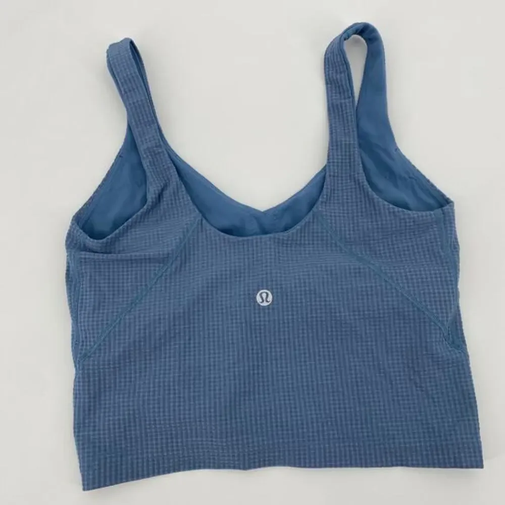 Lululemon‎ Scoop Neck Yoga Tank Top *Grid Texture Utility Blue